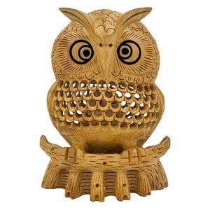 Wooden Handmade Carved Owl Statue (5inch)
